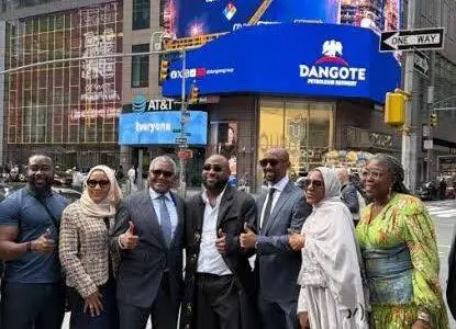 Davido, Dangote Take Refinery IPO Global With Times Square Billboard Campaign